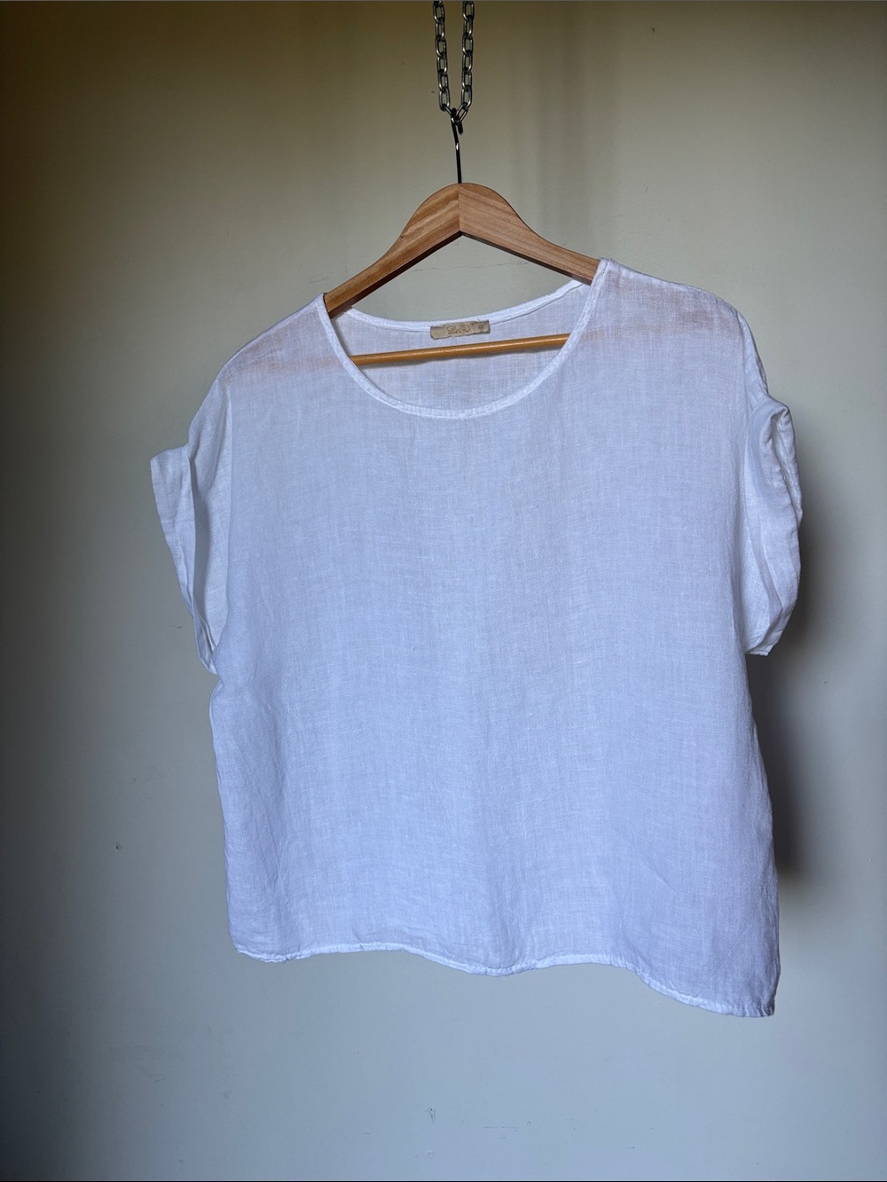 Giusy Made In Italy 100% White Linen Blouse